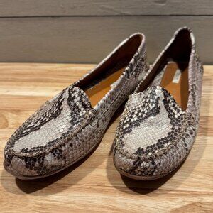 GEOX Respira Women’s 37.5 Loafers Snakeskin Leather Flats Slip On Comfort Italy
